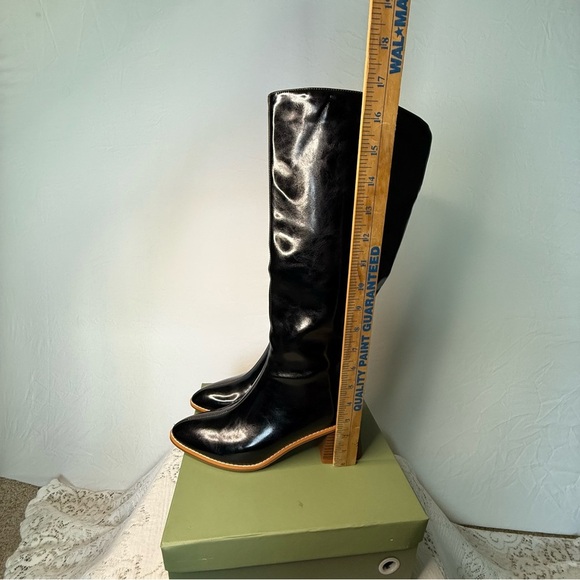 Motimoden pointed toe Knee High Boots chunky Mid Heel zipper Black size 7 - Picture 14 of 16